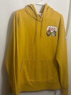 Mustard Yellow Pullover Hoodie - Men's Sweatshirt vintage